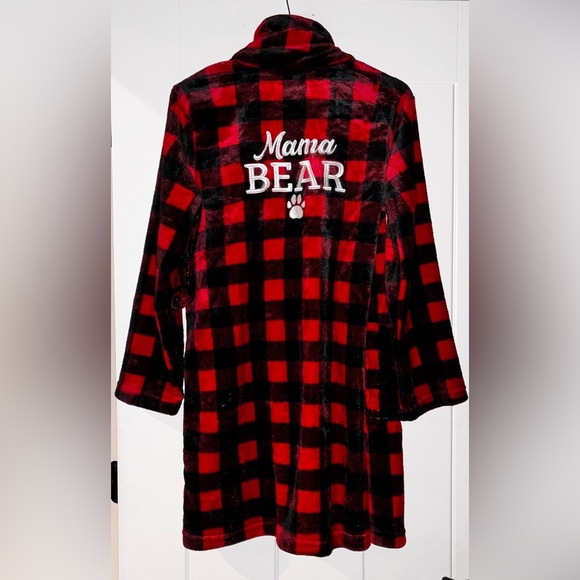Let’s Get Cozy Mama‎ Bear Buffalo Plaid Robe Comfort Lounging Women Size S/ M - Picture 2 of 8